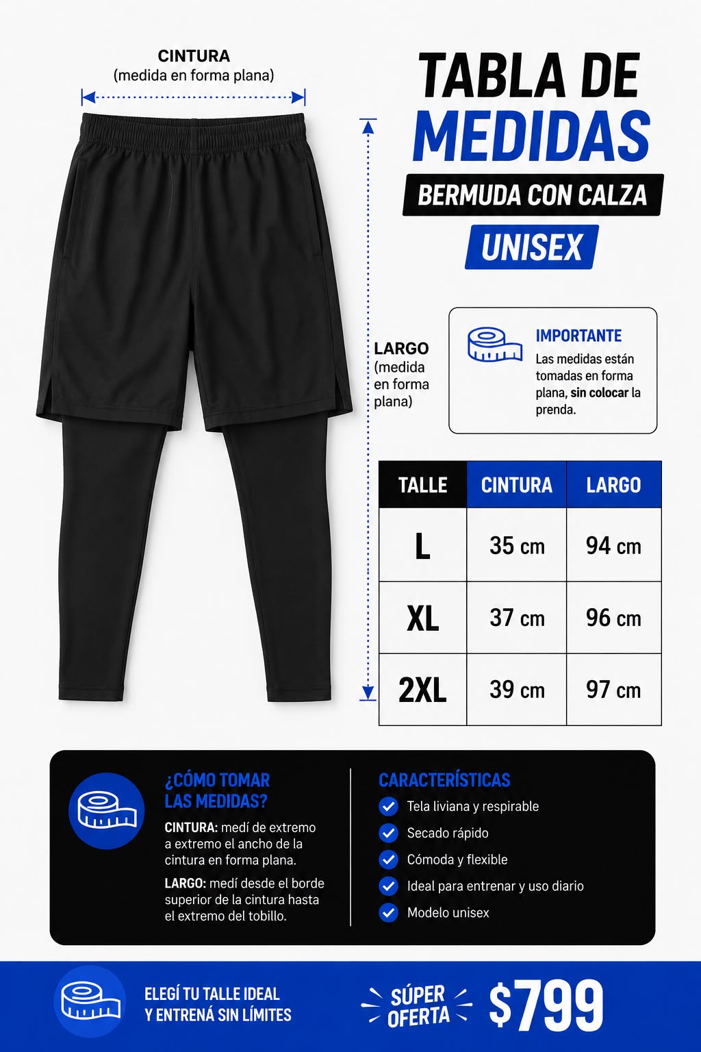 Bermuda con calza unisex